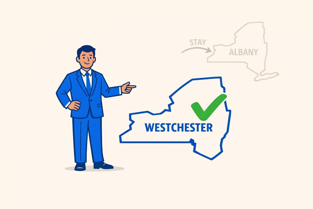 Ya en Westchester? La publicacion corre en el condado en el registro de tu LLC — no se requiere cambio de condado para satisfacer la NY LLC Law §206